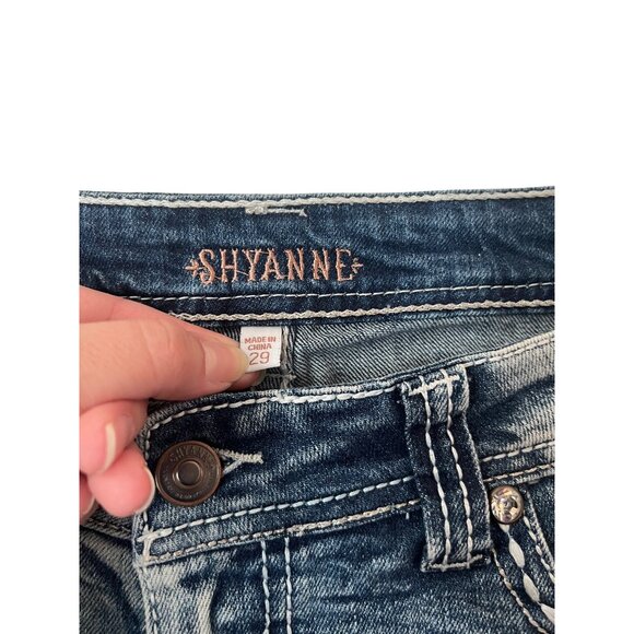 Shyanne Denim Shorts Western Blue Jean Short Embellished Pockets Women's Size 29 - Picture 2 of 5